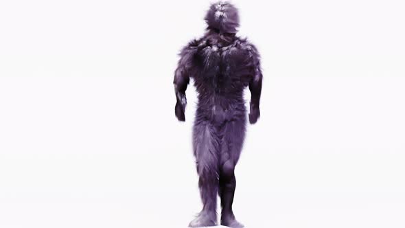 Hairy Monster Dancing clip isolated. fur bright funny fluffy character