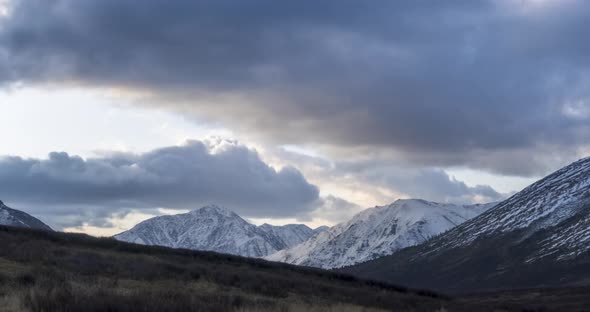 Timelapse of Epic Clouds at Mountain Medow at Autumn Time