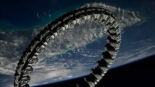 Futuristic Space Station on Earth Orbit alt