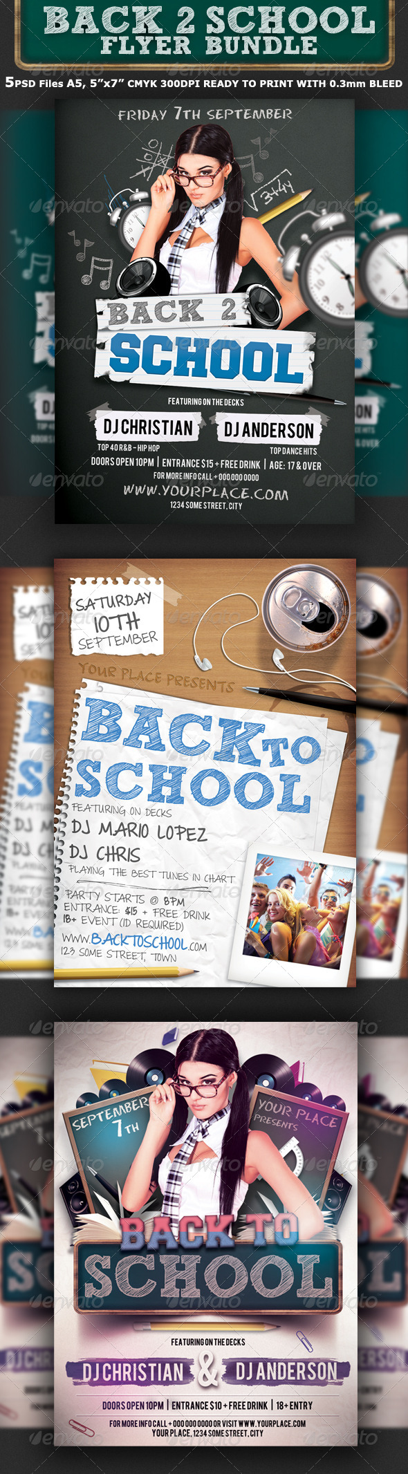 Back To School Party Flyer Bundle 3in1