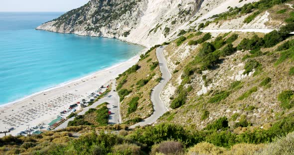 Beach Top Summer Day on Famous Myrtos on Kefalonia Island Greece