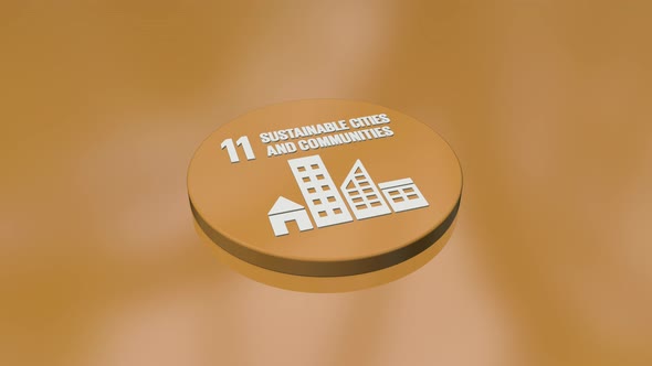 11 Sustainable Cities And Communities The 17 Global Goals Circle Badges Icons Background Concept