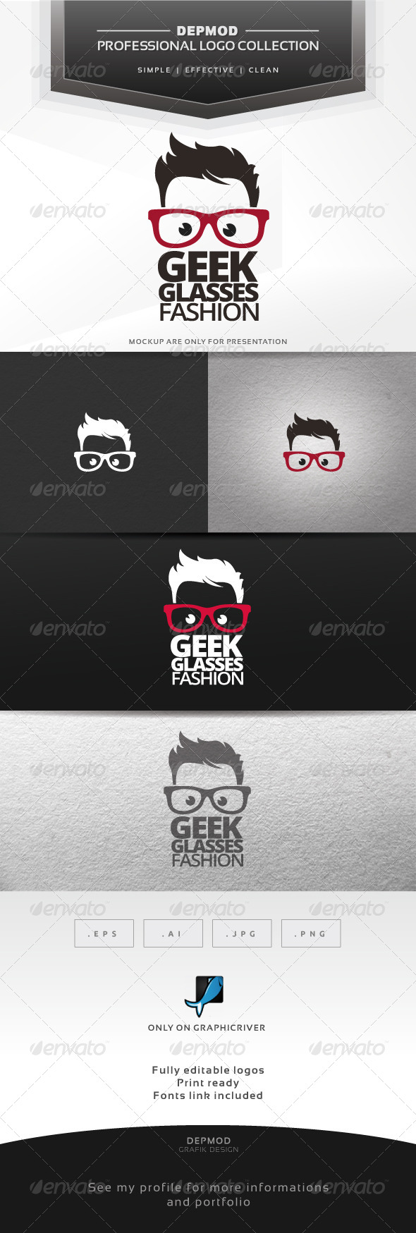 Geek Glasses Fashion Logo