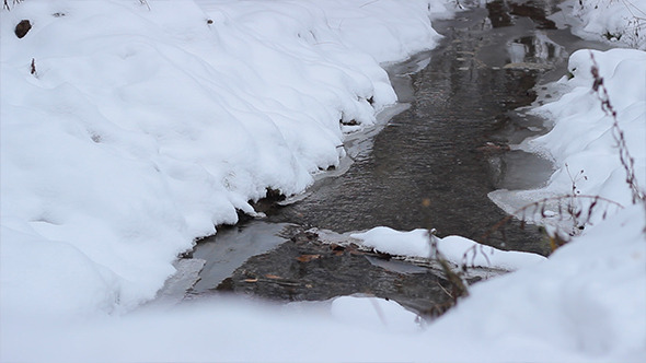 Snowy Cold Water Stream