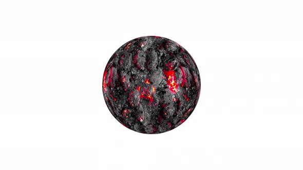 spinning lava planet on white background. Vd 191