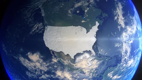 Realistic Earth Zoom Highlight Country United States Of America