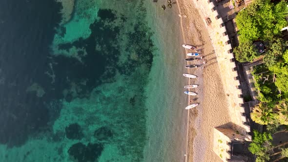 Sup surfing group aerial view 4 K Turkey Alanya