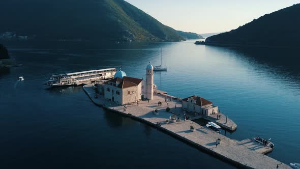 Aerial View Of The Our Lady Of The Rocks Church And Island Of Sveti Djordje 