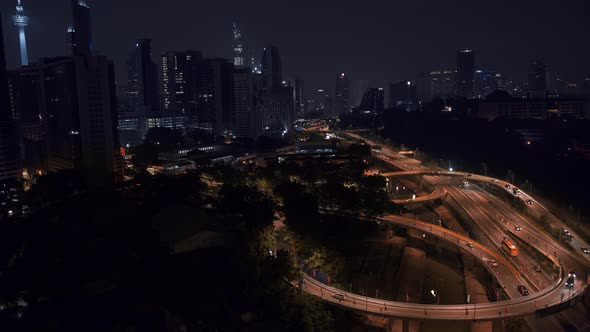 Locked Down Shot of Modern Skyline of Kuala Lumpur. Real Time Panorama Skyline of KL Downtown and