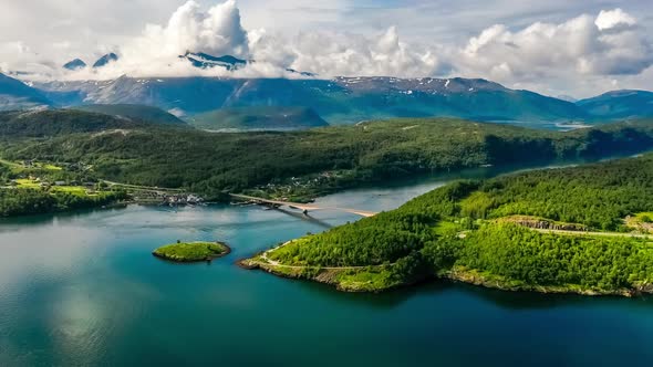 Beautiful Nature Norway Natural Landscape. Whirlpools of the Maelstrom of Saltstraumen, Nordland