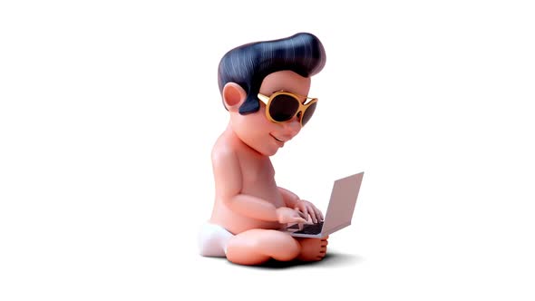 Fun 3D cartoon of a baby rocker