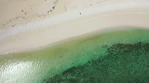 Luxury birds eye abstract shot of a paradise sunny white sand beach and turquoise sea background in 