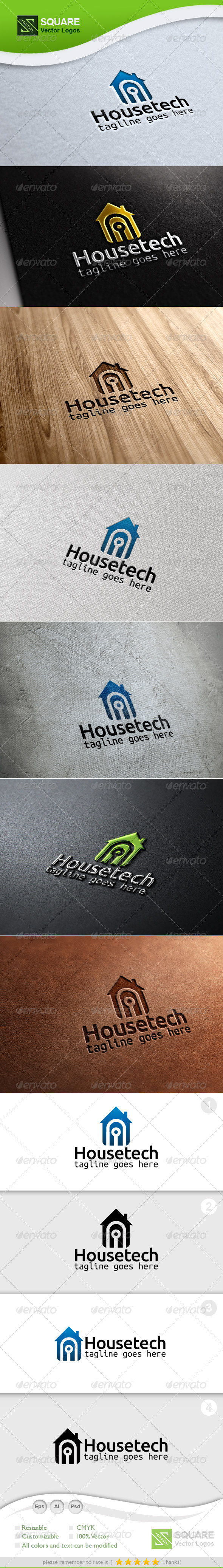 House, Tech  Vector Logo Template