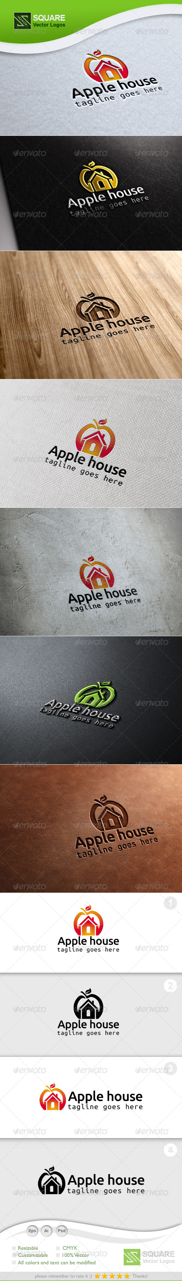 Apple, House Vector Logo Template