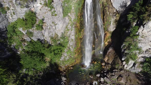 Beautiful Theth Waterfall Near Theth Village in Albanian Alps Mountains