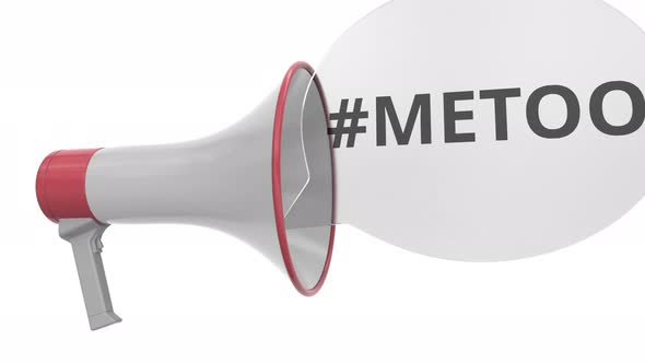 Megaphone with METOO Hashtag on Speech Bubble