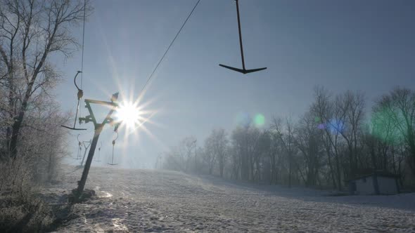 Ski slopes and early morning   sun 4K 2160p UHD footage - Eastern Serbian town of Zajecar ski comple