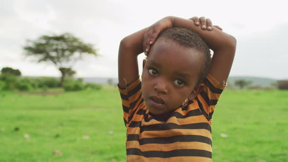 African child in the savannah