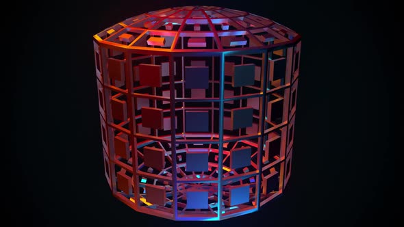 Colorful Cage of Mesh Lines