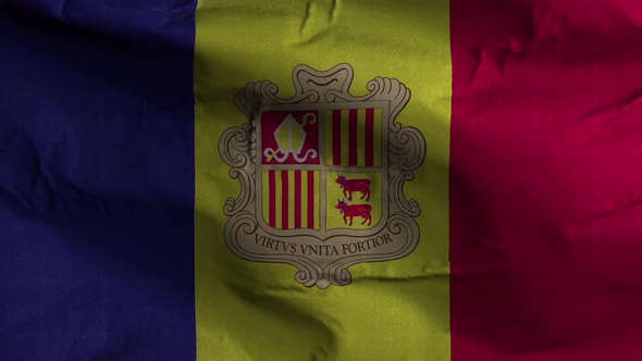 Andorra Flag Textured Waving Background 4K