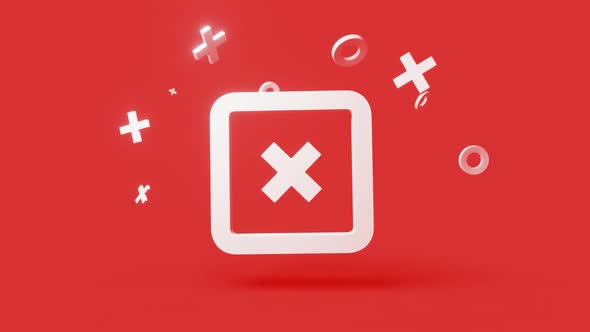 Decline 3d icon on a simple red background 4k seamless animation loop