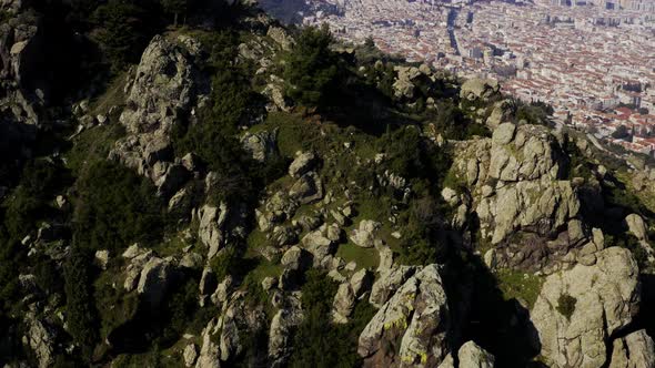 City And Mountain Aerial View