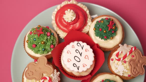 Cooked Cupcakes on Pink Background