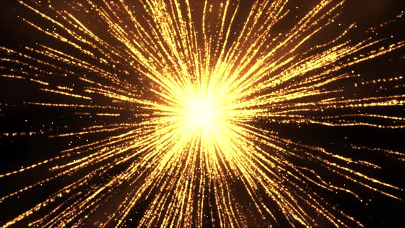 3D Abstract Explosion gold lights sparkles Lines Speed of light explodes. Festive golden.