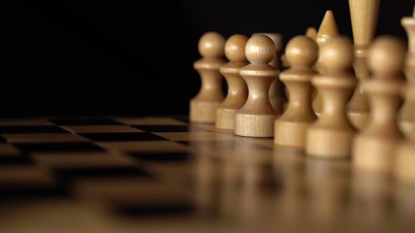 Closeup of Chess on a Black Background