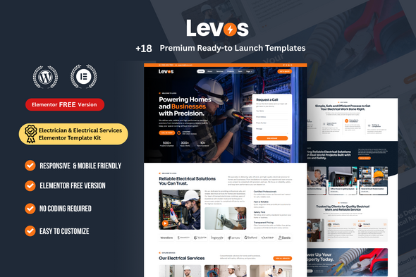 Levos - Electrician & Electrical Services Elementor Template Kit
