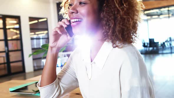 Businesswoman talking on mobile phone