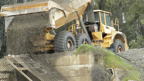 Construction Truck Unloading River Sand