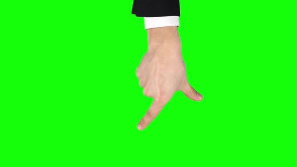 Man Hand in Black Jacket and White Shirt Is Performing Spread and Pinch at Tablet Screen Gesture on