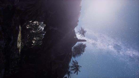 Astrophotography Star Trails Over Canyon alt