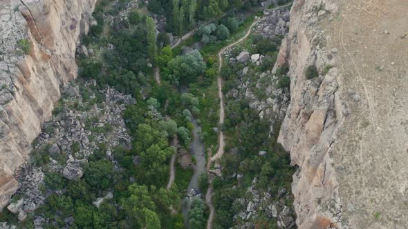 Ihlara Valley Canyon View From Air During Sunrise