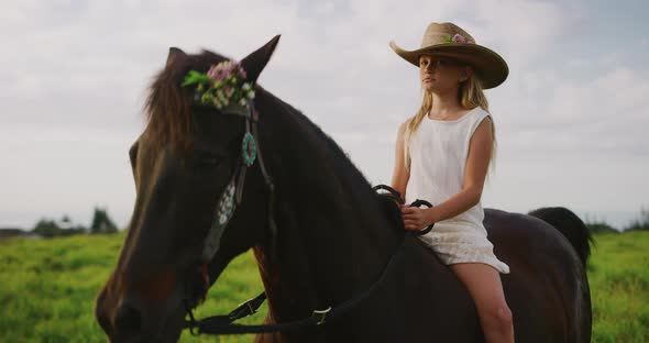 Flower girl horseback riding