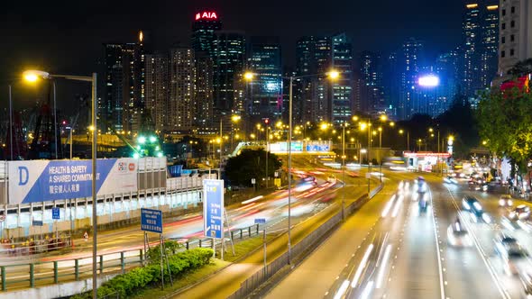 Busy life in Hong Kong city at night