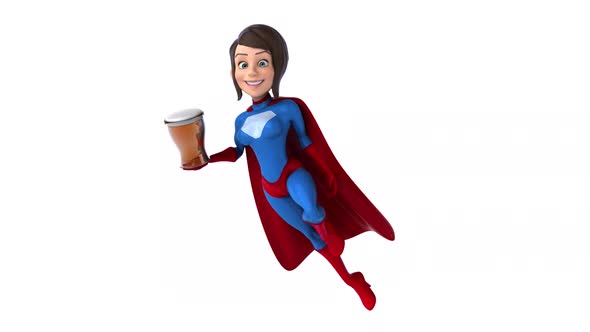 Fun 3D cartoon animation of a Super woman