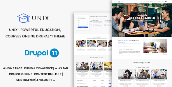 Unix - Powerful Education, Courses Online Drupal 11.3 Theme