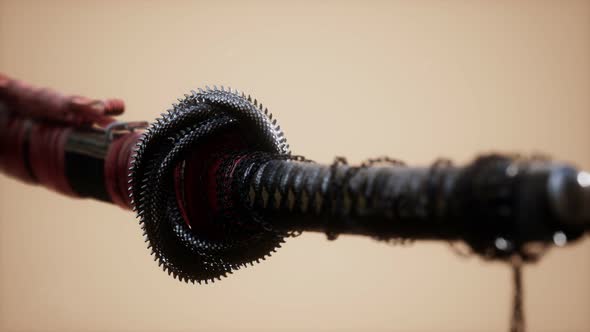 Asian Katana with Ornament Sward on Bright Background