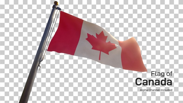 Canada Flag on a Flagpole with Alpha-Channel