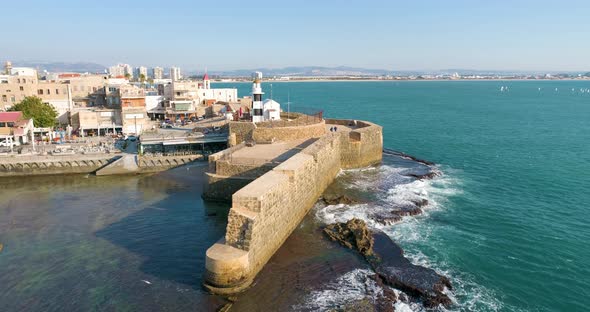 Aerial view of Acre Old city in Israel.