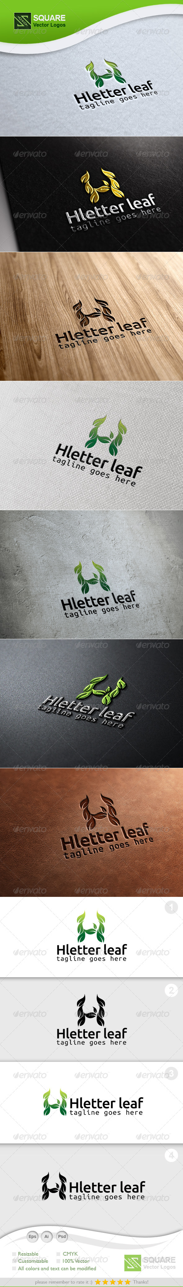 H, Leaf Vector Logo Template