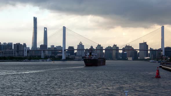 Nanpu Bridge Shanghai China Pan Up