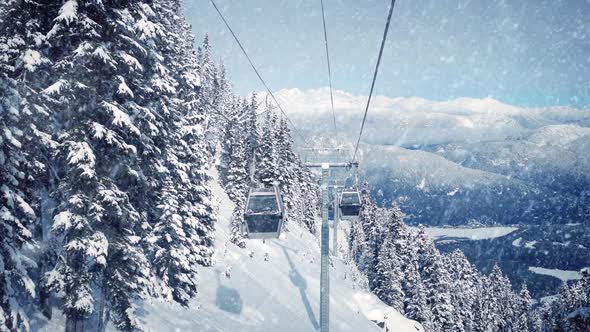 POV From Gondola In Snowfall