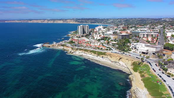 Drone flying towards La Jolla Ca.