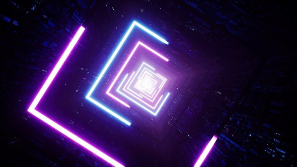 Glow Neon Light Stroke Tunnel Rotation VJ Loop