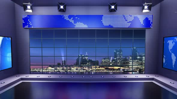 Videohive 3d Virtual News Studio With Night City Background And Floodlights Loop 4 Zip Updated Nulled Free Download