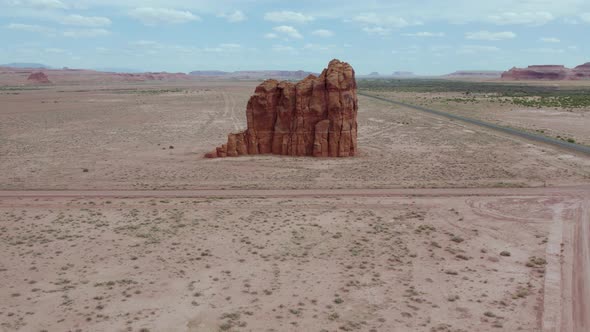 Standing Rock Formation Cliff in Rock Point, Navajo Reservation, Arizona - Aerial