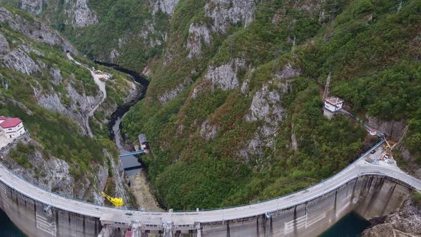 Aerial View of Mountain Gorge and Water Dam